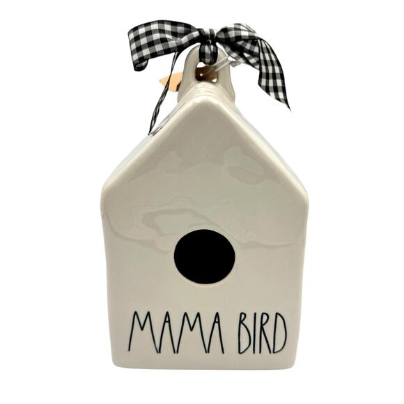 Rae Dunn MAMA BIRD White Ceramic Square Birdhouse NEW House Decor Collectible - Picture 1 of 5